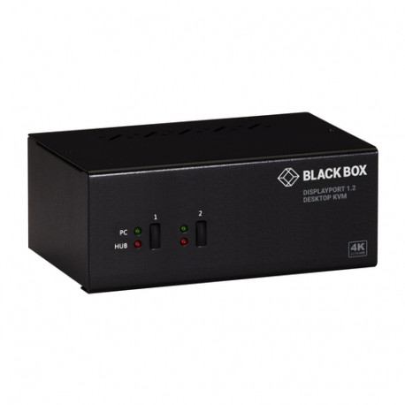 BlackBox KVM Switch - Dual-Monitor, DisplayPort 1.2, 4K 60Hz, USB 3.0 Hub, Audio