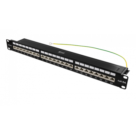 Deltaco STP patchpanel, 24xRJ45 CAT6a (Krone-plintar)