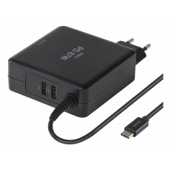 DELTACO 87W USB C Laptopladdare 2x USB