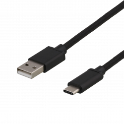 DELTACO USB 2 0 tygbeklädd USB C ha til