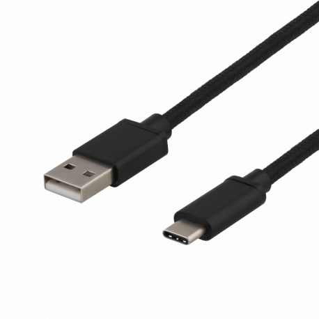 DELTACO USB 2 0 tygbeklädd USB C ha til