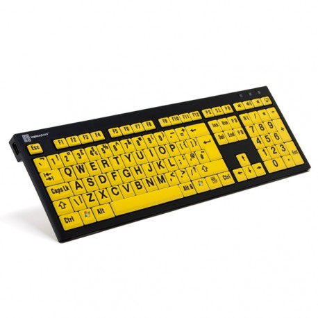 Logickeyboard Largeprint Nero för PC, Slim Line (Black On Yellow)