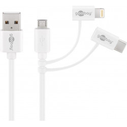 3 i 1 USB-kabel med micro-USB, Lightning och USB-C