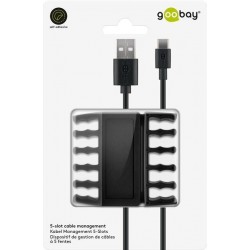 5-slot cable management, black 2-piece set for organising and attach