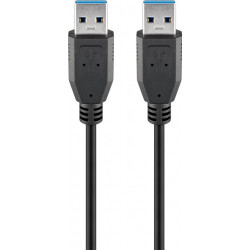 USB 3.0 kabel, A hane till A hane, 0.5 meter, svart