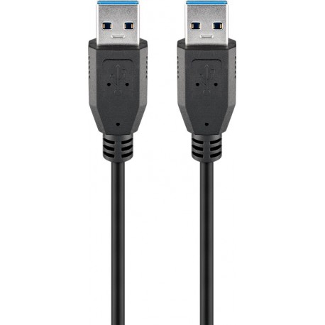 USB 3.0 kabel, A hane till A hane, 0.5 meter, svart