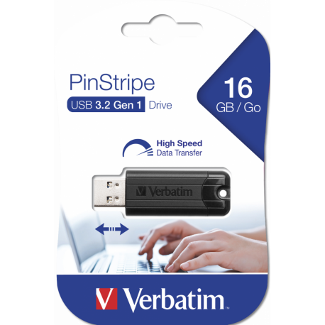 Verbatim 8GB PinStripe USB Flash Drive - Black