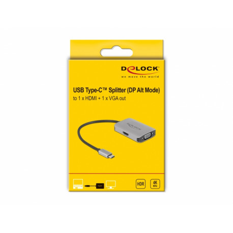 Delock USB Type-C Splitter (DP Alt Mode) to 1 x HDMI + 1 x VGA out
