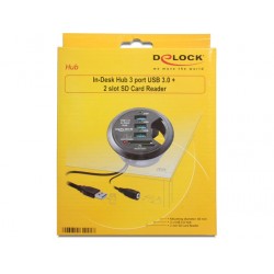 Delock Skrivbordshubb USB 3.0 3 portar + SD-kortläsare