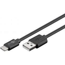 USB 2.0 Cable (USB-C™ to USB A), Black suitable for devices with a USB-C™ connection