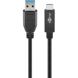 USB-C™ cable (USB 3.1 generation 2, 3A), black USB male (type A)  USB-C™ male