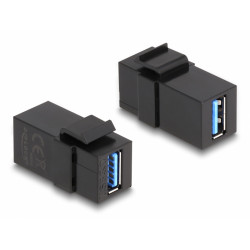 Delock Keystone Module USB 3.0 A female to USB 3.0 A female black