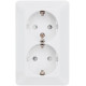 Delta wall socket, 2-way, External, Grounded