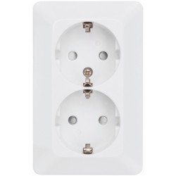 Delta wall socket, 2-way, External, Grounded